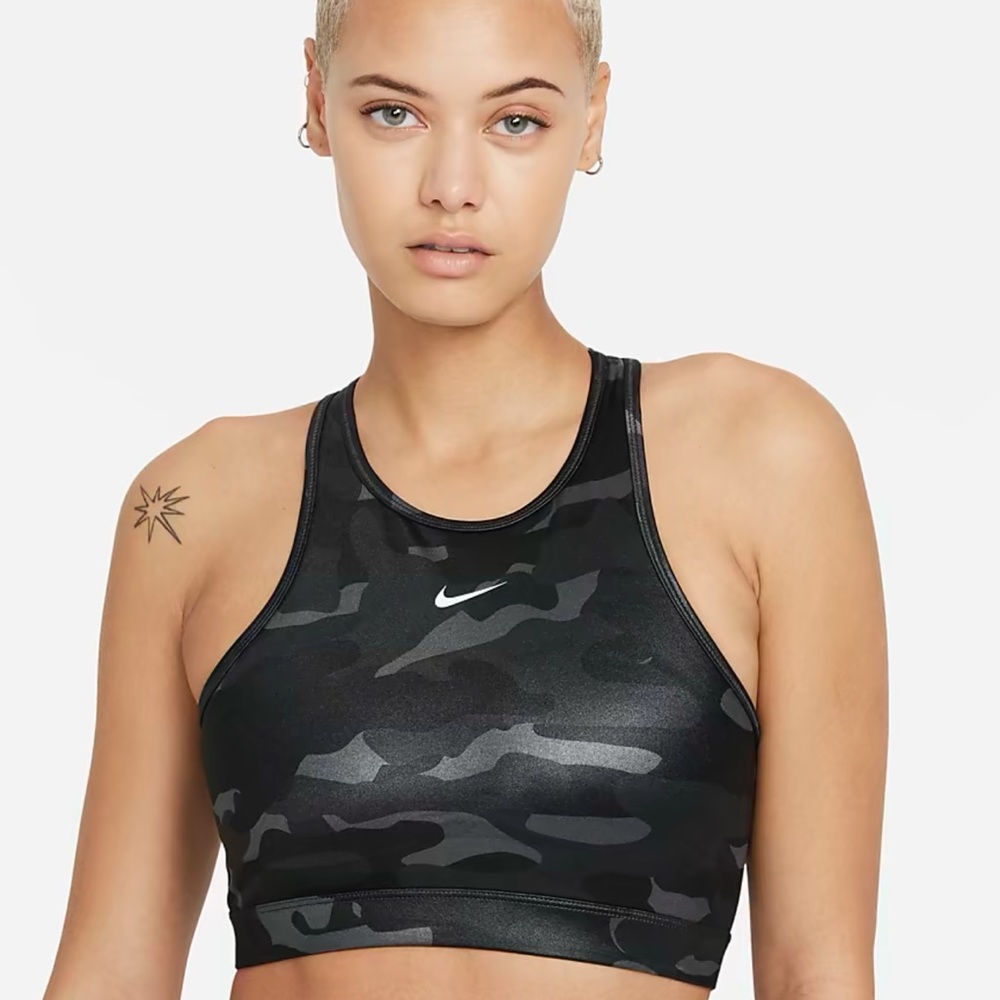 Nike Smoke Camo Sports Bra 🖤 Medium-Support 1-Piece Pad High-Neck Sports Bra
